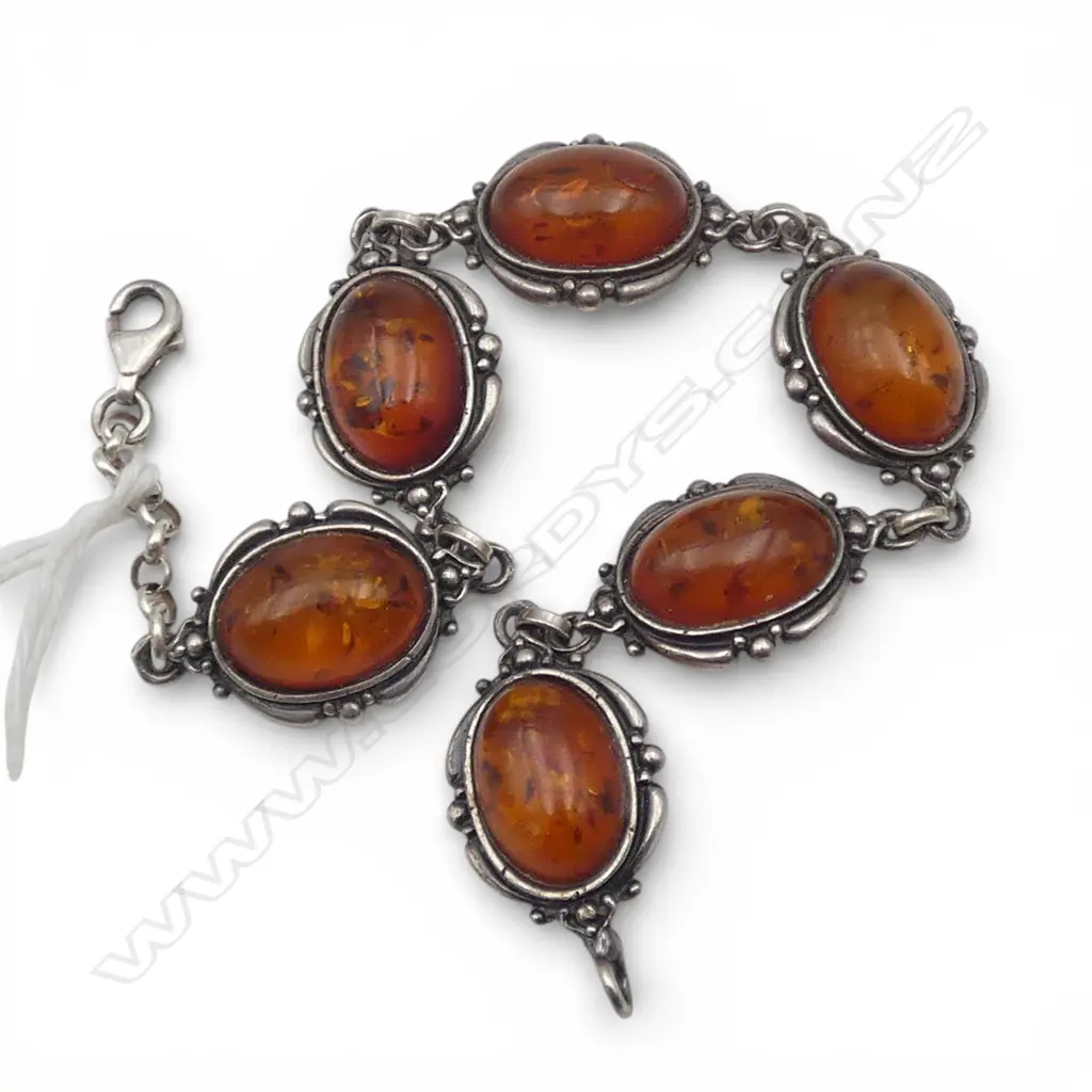 SILVER & AMBER BRACELET Image 1++