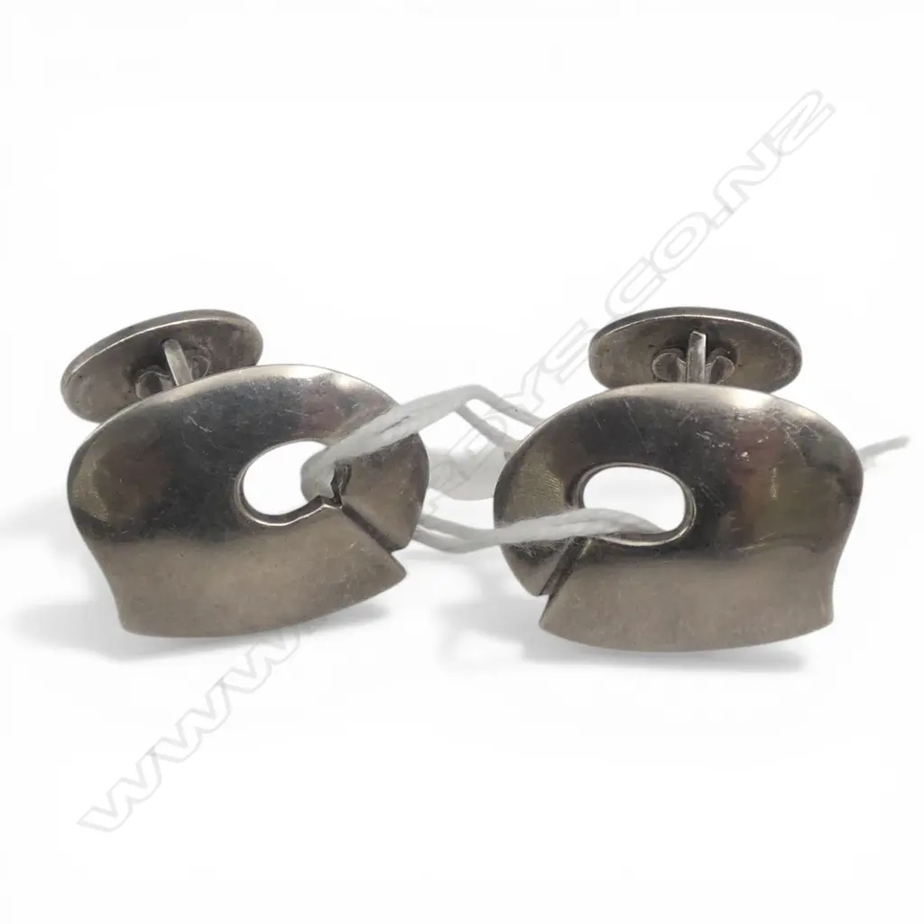 PR VINTAGE JENS HANSEN SILVER MODERNIST CUFFLINKS Image 1++
