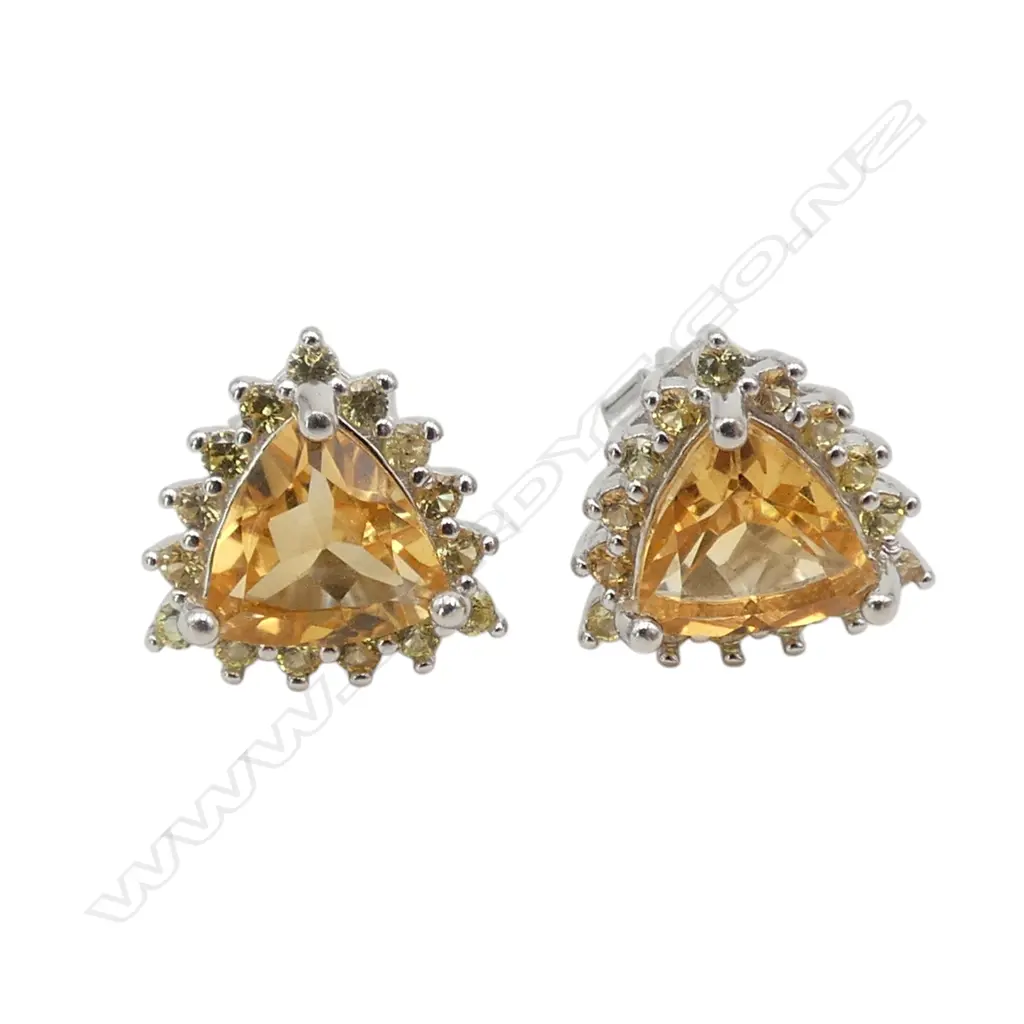 SILVER CITRINE AND YELLOW SAPPHIRE EARRINGS Image 1++