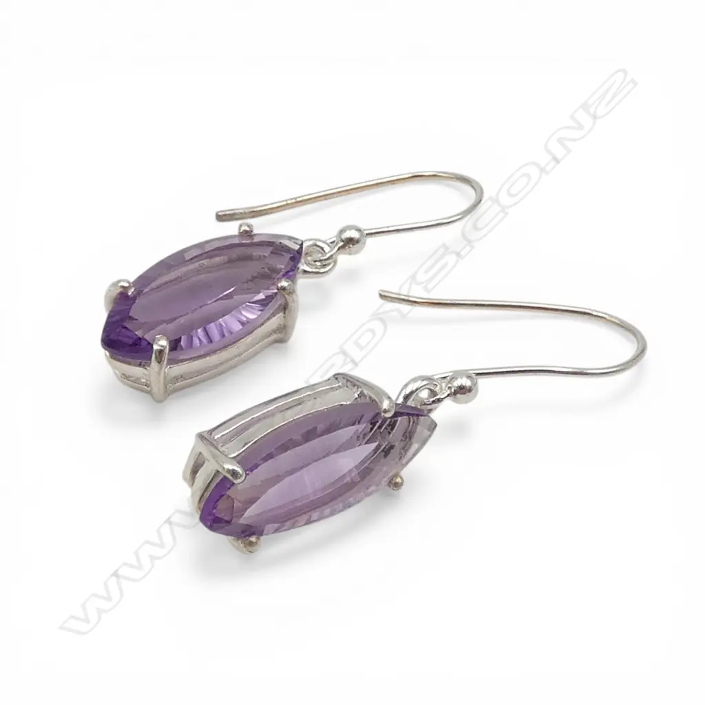 PR SILVER AMETHYST EARRINGS Image 1++