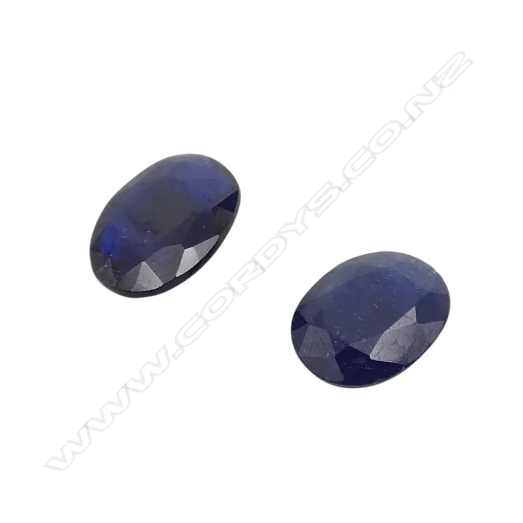 TWO OVAL CUT BLUE SAPPHIRES  Coloured enhanced Image 1++