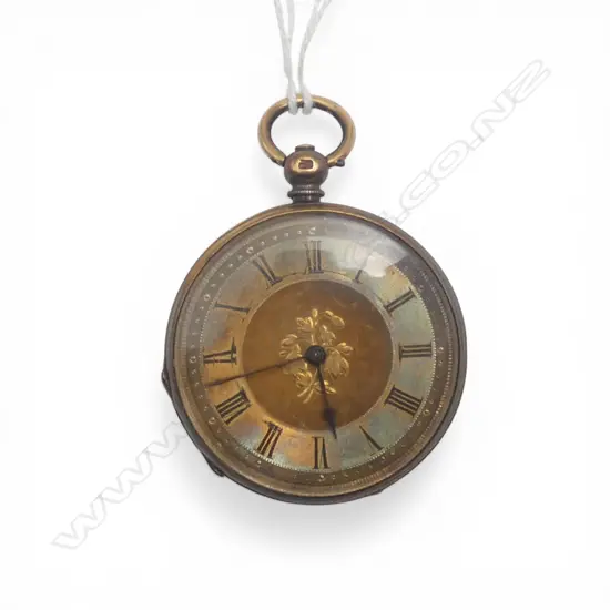 18CT POCKET WATCH (PLATED DUST COVER) 38.8gms