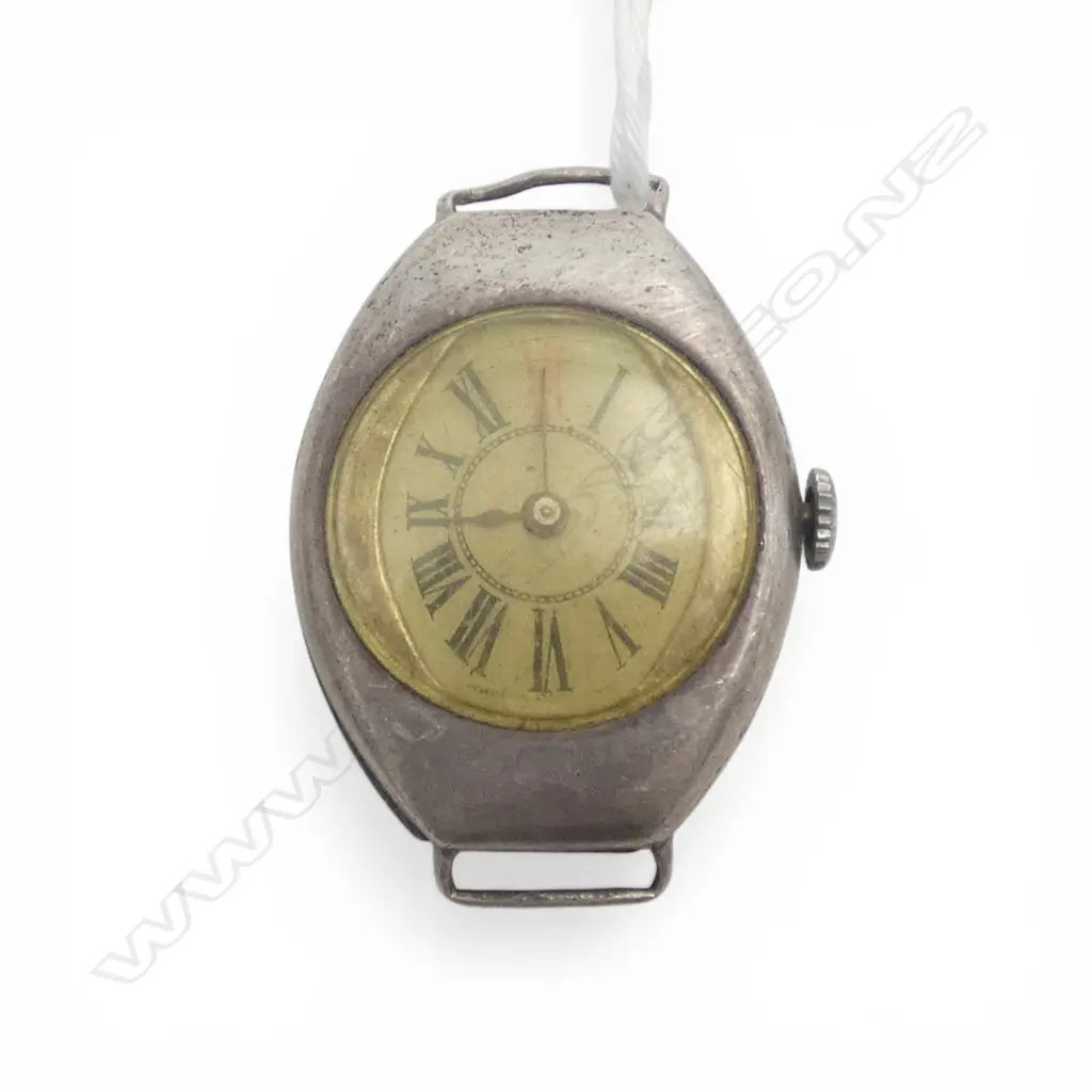 ART DECO SILVER MID SIZE WRISTWATCH not running fittings bent Image 1++