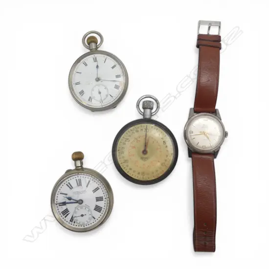 2 pocket watches + Hafis wrist watch + stopwatch. Some faults