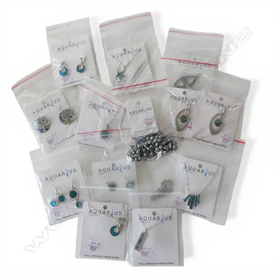 10 PCS CARDED PAUA SHELL JEWELLERY, new old stock