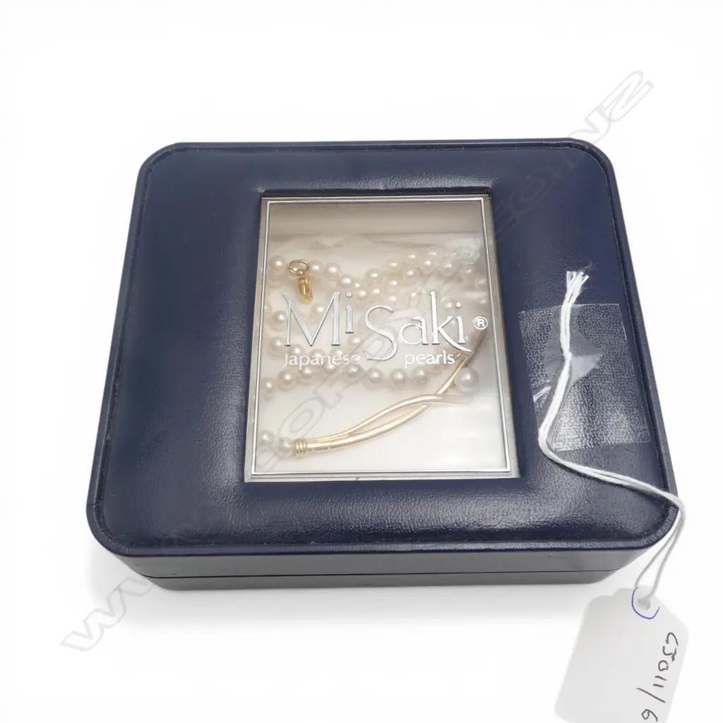 STRING OF MISAKI SIMULATED PEARLS IN ORIGINAL BOX Image 1++