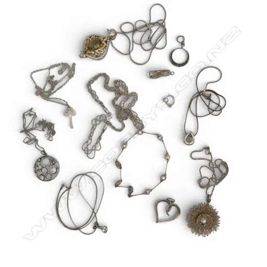 ASST. SILVER CHAINS & PENDANTS 65gms APPROX.