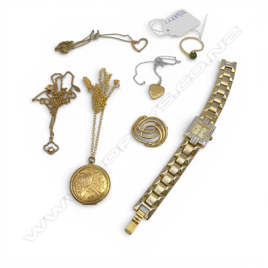 ASST. GOLD TONE COSTUME JEWELLERY + 10CT HEART PENDANT 0.4gms Image 1++