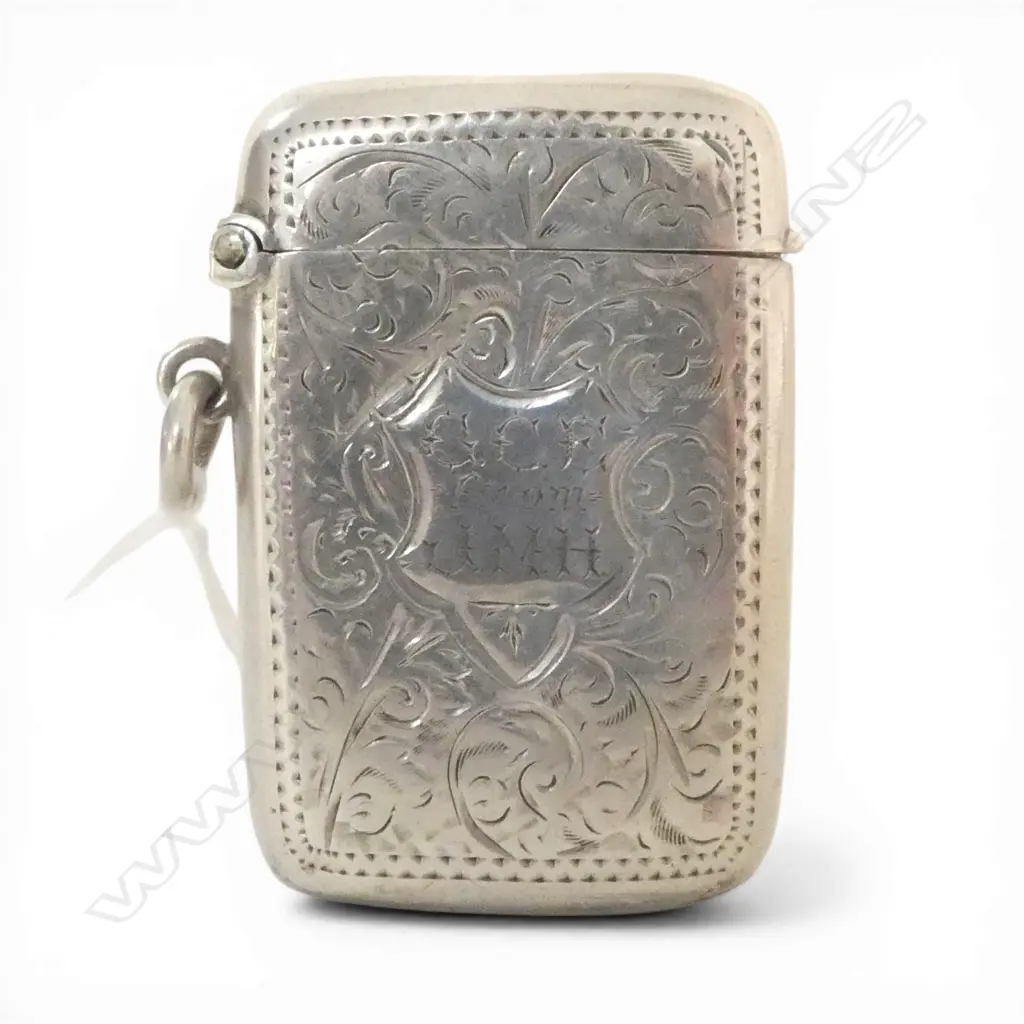 SILVER ENGRAVED LGE VESTA Chester 1900 29gms Image 1++