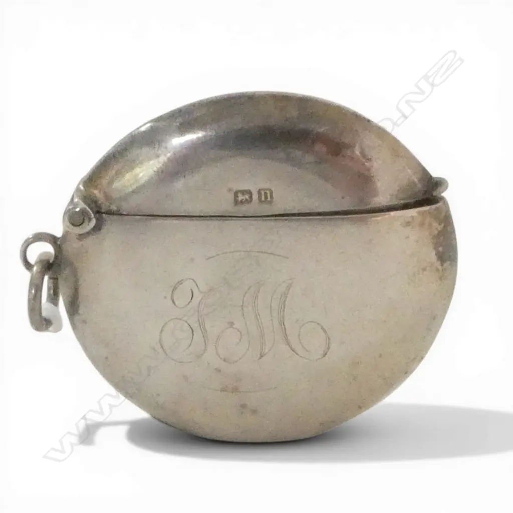 SILVER circular VESTA no lid closing bar. Birmingham 1912 18.6gms Image 1++