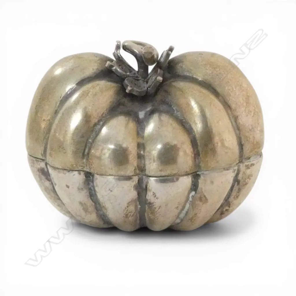 SILVER (testing 80%) SMALL PUMPKIN PILL BOX Image 1++