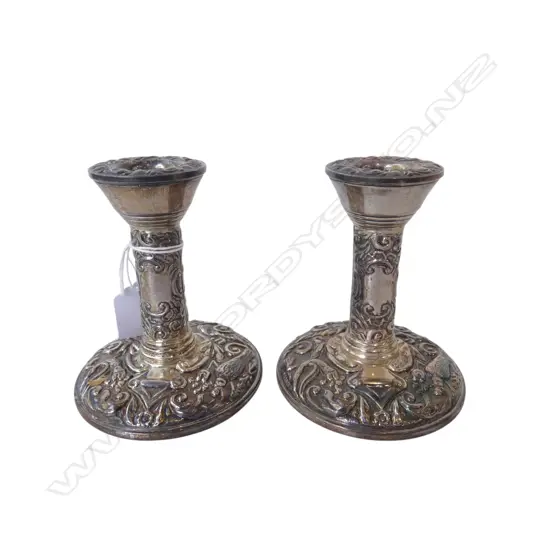 PR STG SILVER CANDLESTICKS, B'HAM 1973 WEIGHTED H.100mm