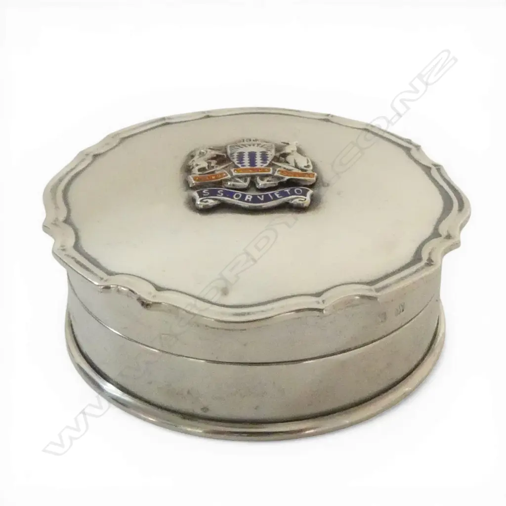 S/SILVER BOX SS ORVIETO ORIENT STEAM NAVIGATION CO BIRMINGHAM 1921 36.6GMS Image 1++