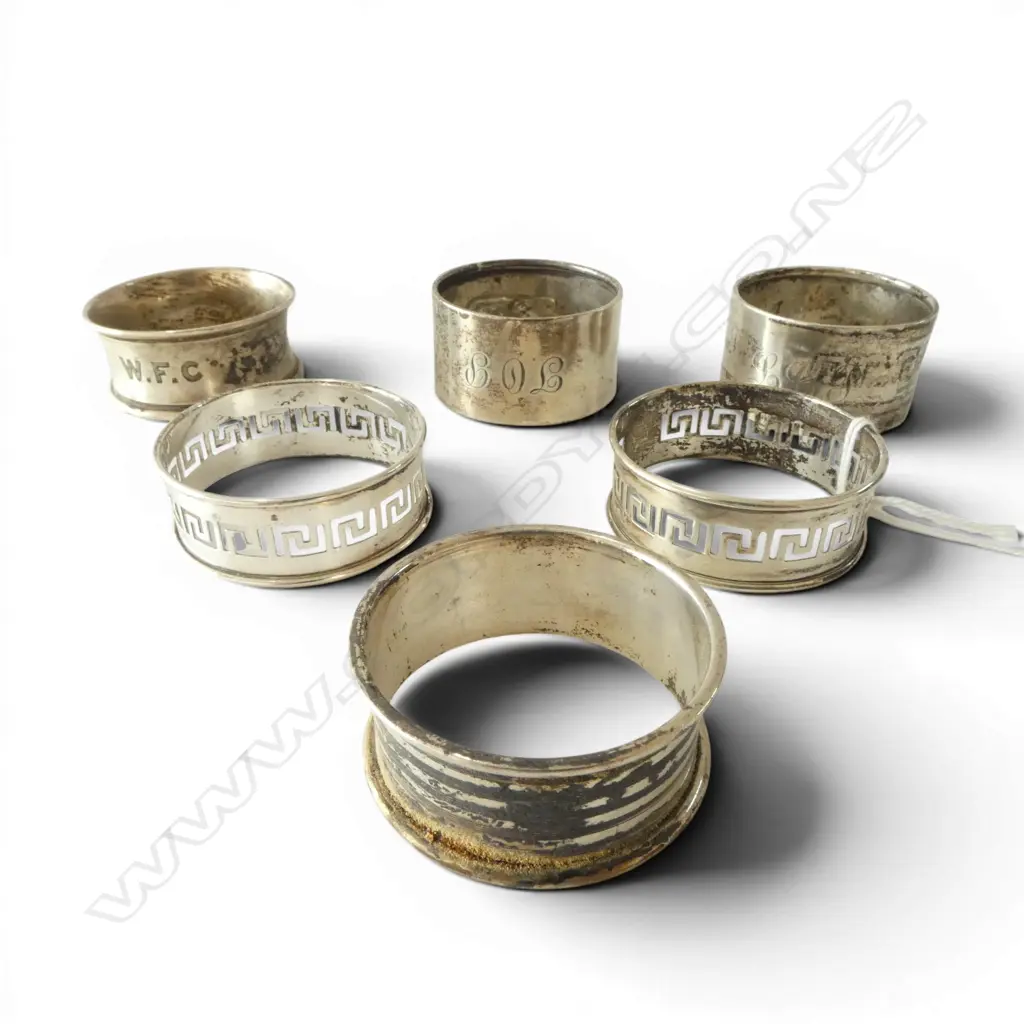 6 STG SILVER NAPKIN RINGS, 86gms Image 1++