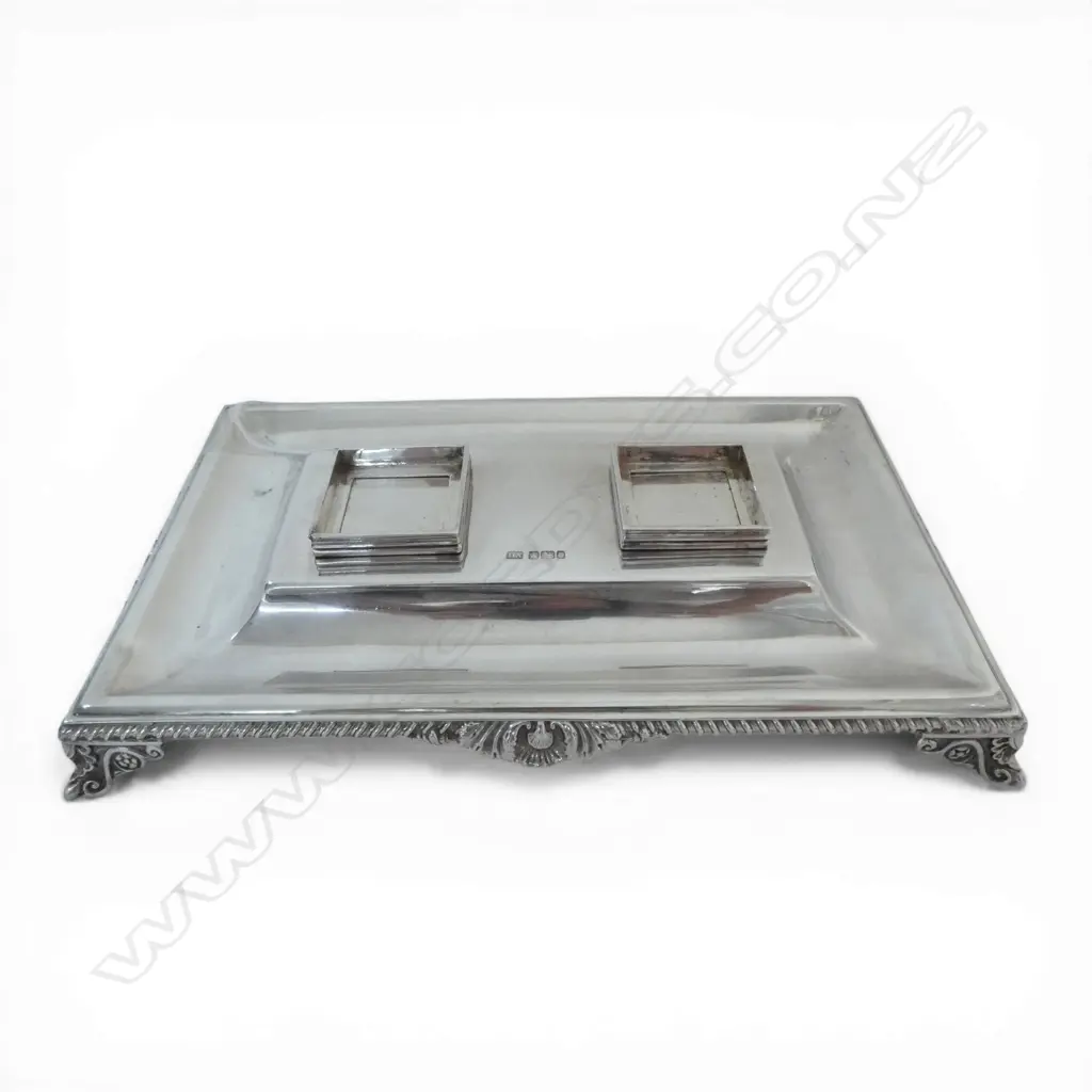 S/SILVER INK STAND MAKER ATKIN BROS SHEFFIELD 1902 395GMS Image 1++
