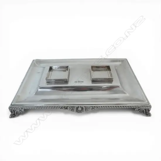 S/SILVER INK STAND MAKER ATKIN BROS SHEFFIELD 1902 395GMS