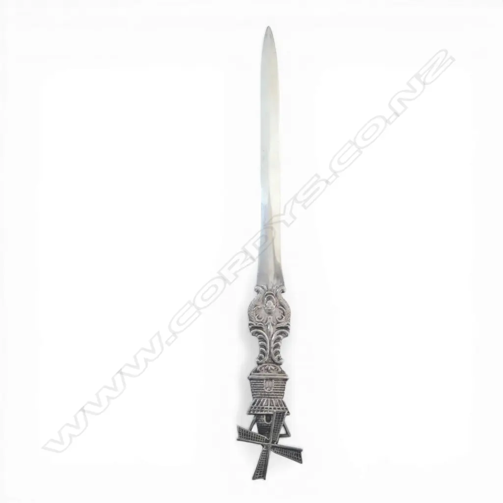 DUTCH 900 SILVER LETTER OPENER WITH WINDMILL 39GMS Image 1++
