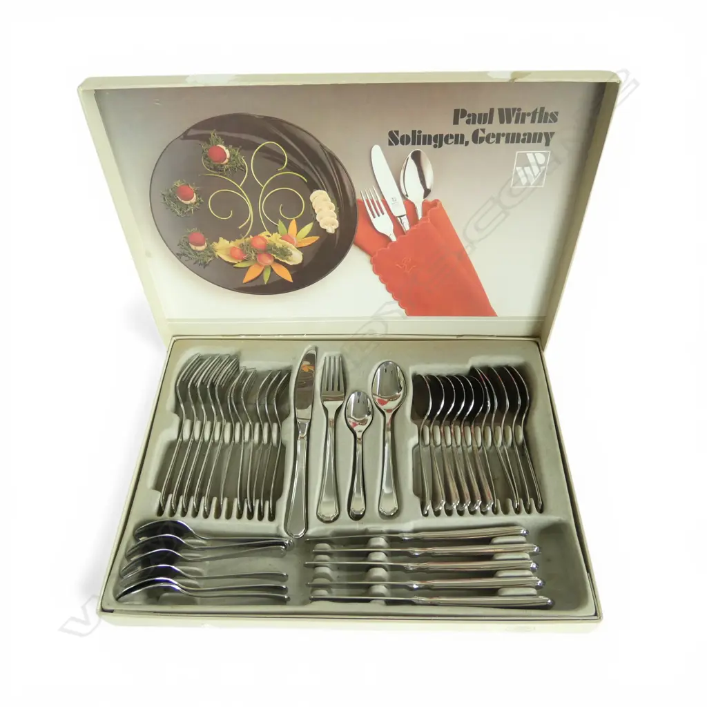 BOXED CUTLERY STAINLESS STEEL CUTLERY SET; PAUL WIRTHS SOLINGEN GERMANY Image 1++
