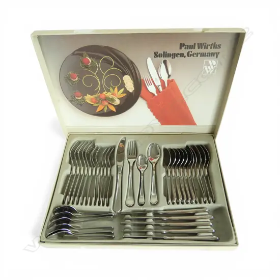 BOXED CUTLERY STAINLESS STEEL CUTLERY SET; PAUL WIRTHS SOLINGEN GERMANY
