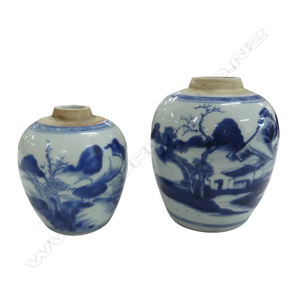 2 CHINESE B/W JARS 130mm Image 1++