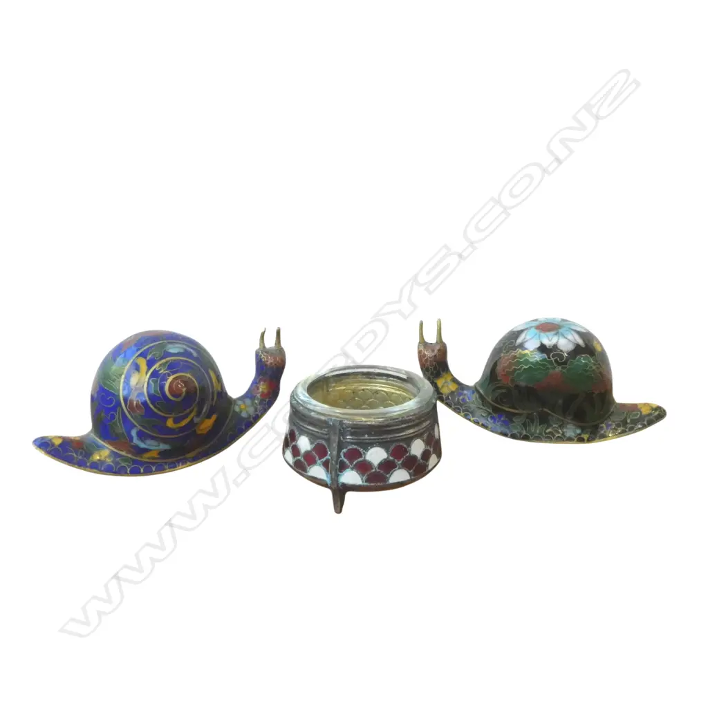 2 CLOISONNE SNAILS & OTHER H.45mm Image 1++