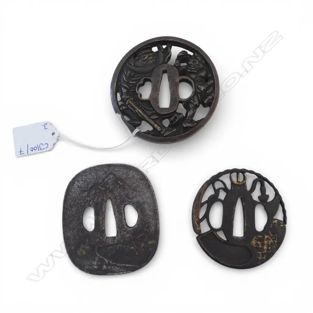 3 JAPANESE TSUBA 85mm dia Image 1++