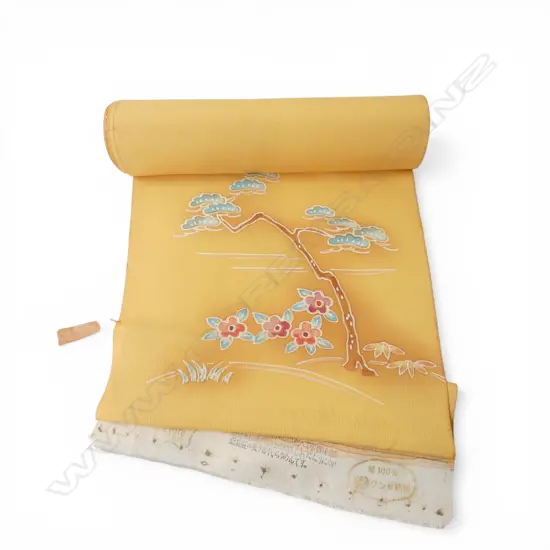 Unused 1980's NISHIJIN TEXTILE (Kyoto) JAPANESE tree pattern SILK ROLL L.12M W.370mm. New old stock