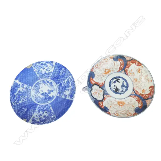 2 ORIENTAL PLATES; B.W (REPAIR) & IMARI Dia.310mm