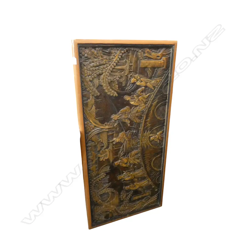 CHINESE CARVED WOODEN PANEL 610x1280mm Image 1++