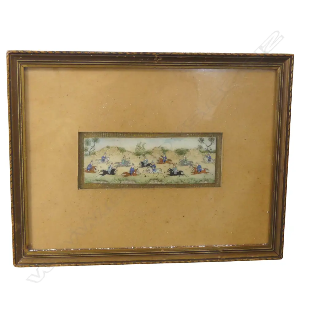 PERSIAN PAINTING ON IVORY POLO PLAYERS H40 L110MM Image 1++