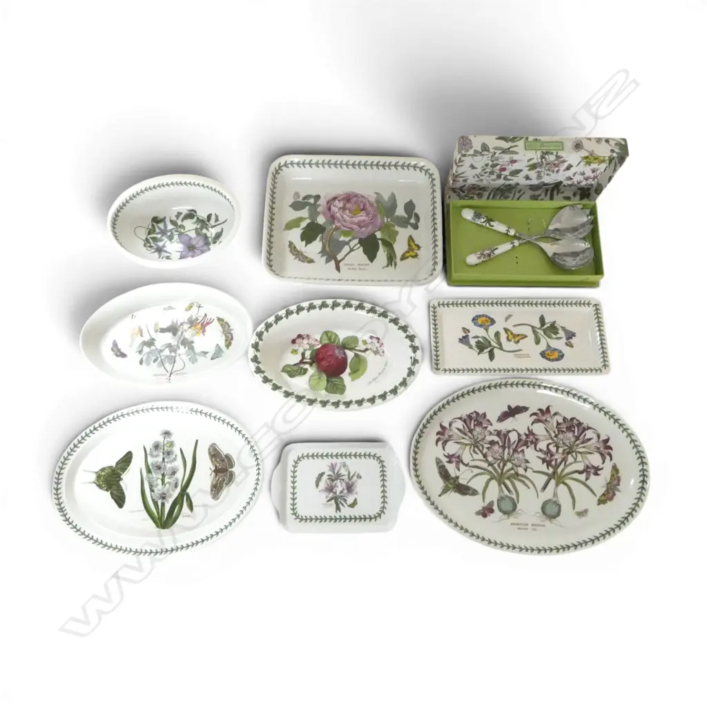 9 PCS PORTMEIRION CHINA;  7 SERVING PLATES/DISHES & BOXED SALAD SERVERS & OTHER Image 1++