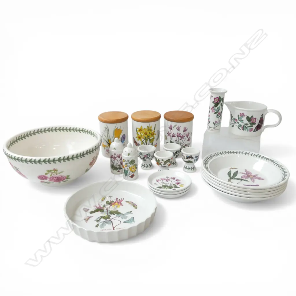 ASST. PORTMEIRION CHINA INCLDS BOWLS, VASE & WOODEN TOPPED STORAGE JARS Image 1++