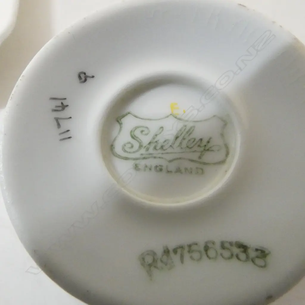 SHELLY VOUGE DECO CUP & PLATE, BLUE BLOCKS PATTERN Image 1++