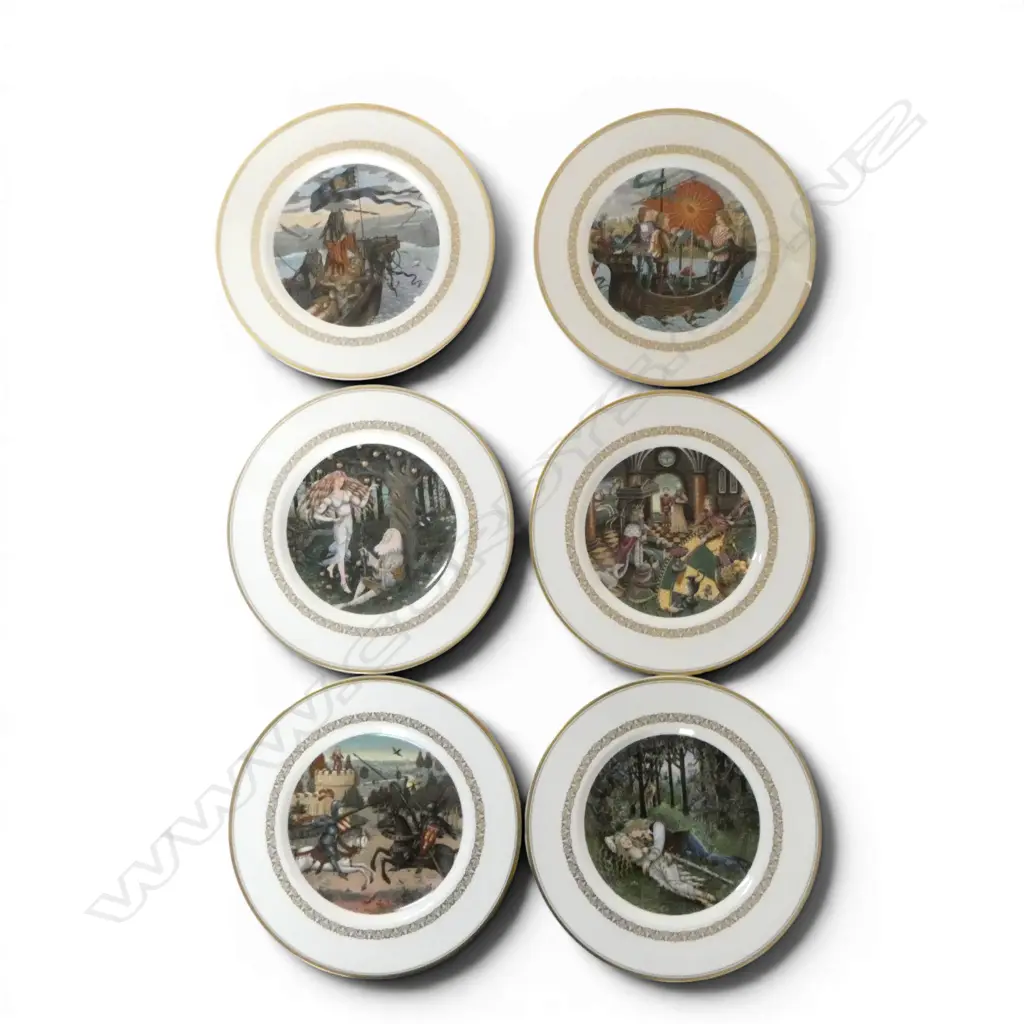 6 WORCESTER KING ARTHUR PLATES w accompanying certificates Image 1++