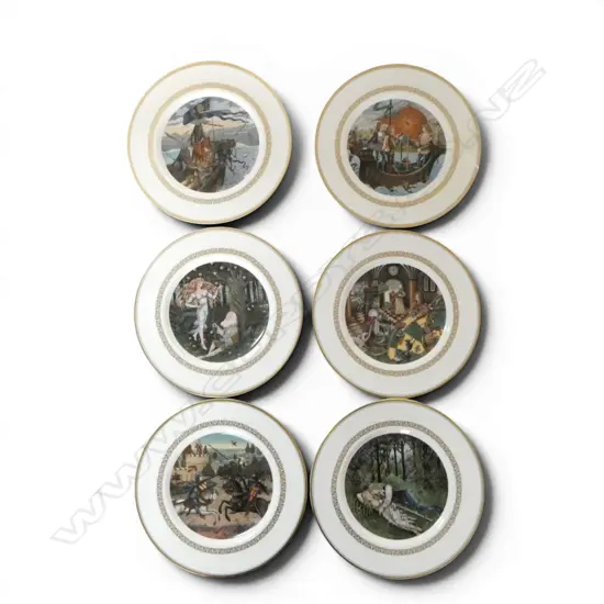 6 WORCESTER KING ARTHUR PLATES w accompanying certificates