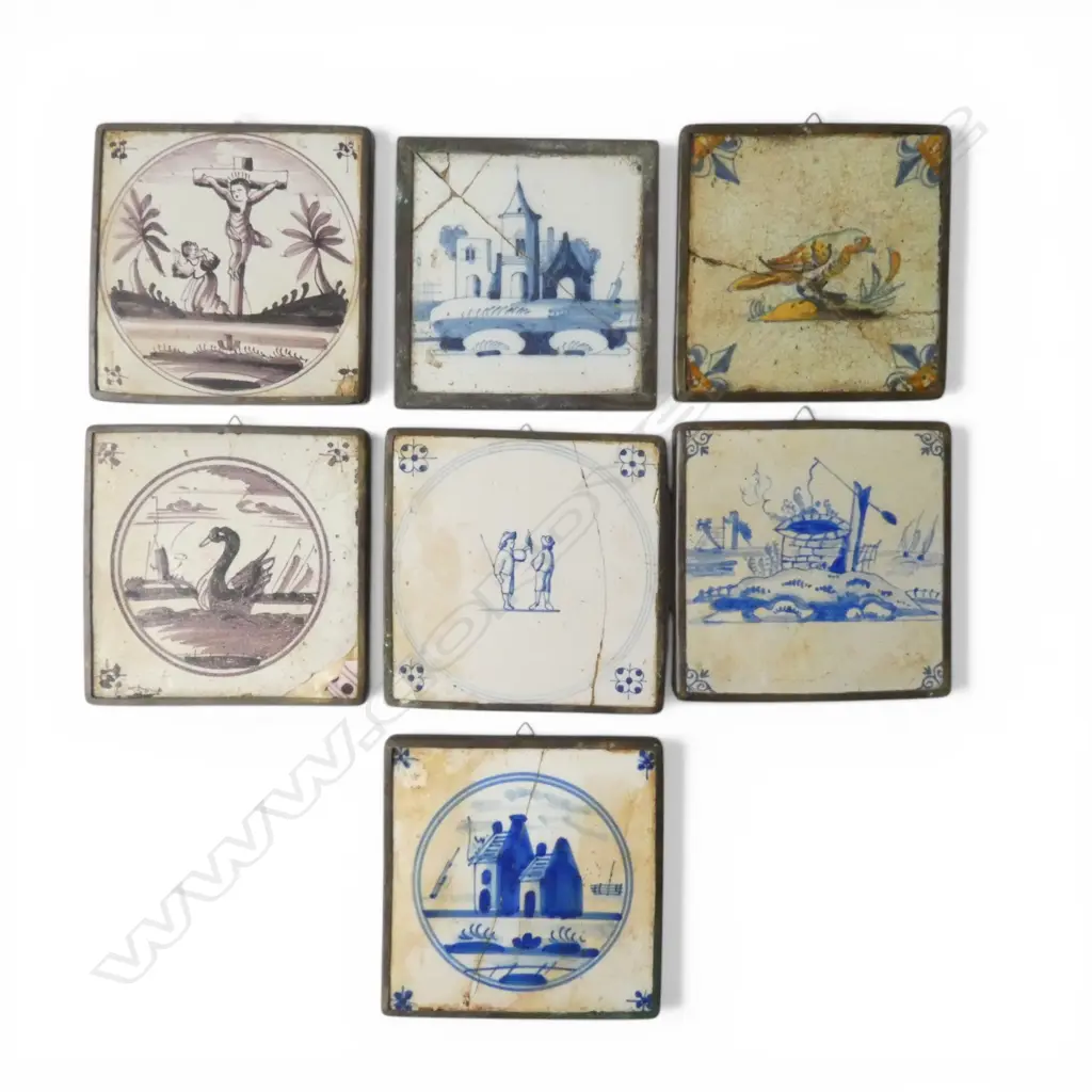 7 ANTIQUE TILES some faulted 135x135mm Image 1++