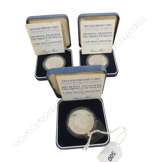 3 1981 ROYAL WEDDING SILVER PROOF COINS