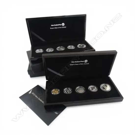 CASED 2011 & 2012 NEW ZEALAND .999 SILVER PROOF CURRENCY SETS, 82.22gms TW