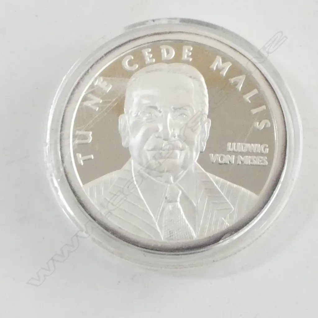.999 FINE SILVER TROY OUNCE COIN - LUDWIG VON MISES INSTITUE 40mm dia 31.9gms Image 1++