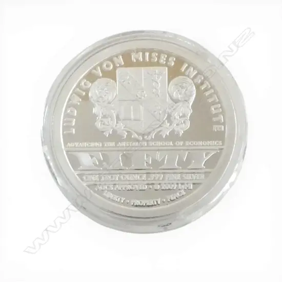 .999 FINE SILVER TROY OUNCE COIN - LUDWIG VON MISES INSTITUE 40mm dia 31.9gms