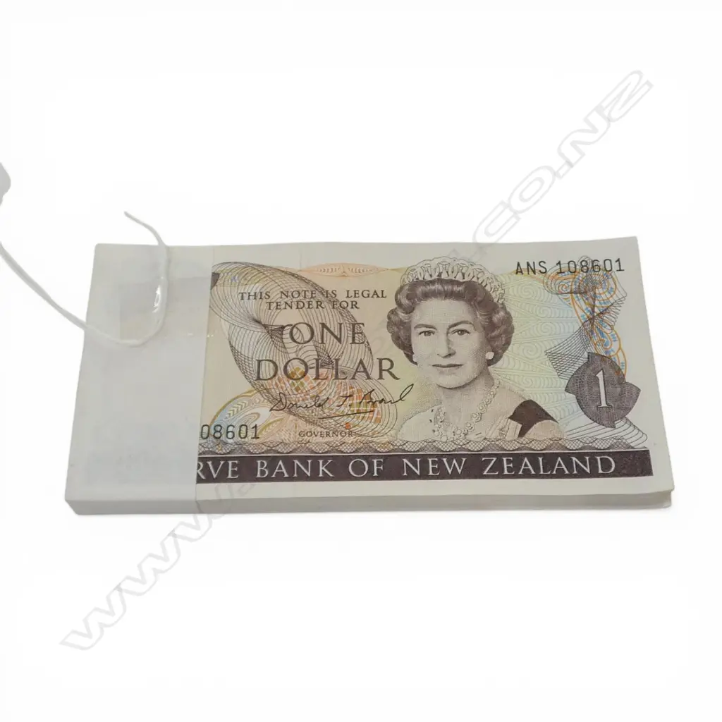 BUNDLE 100 X $1 NZ BANKNOTES consecutive numbers Don Brash ANS108601 to ANS108700 Image 1++