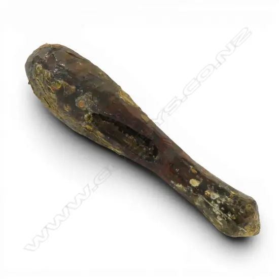 An old WOODEN HAND CLUB -  Later lacquered. Heavily crusted weathered finish  L.325mm