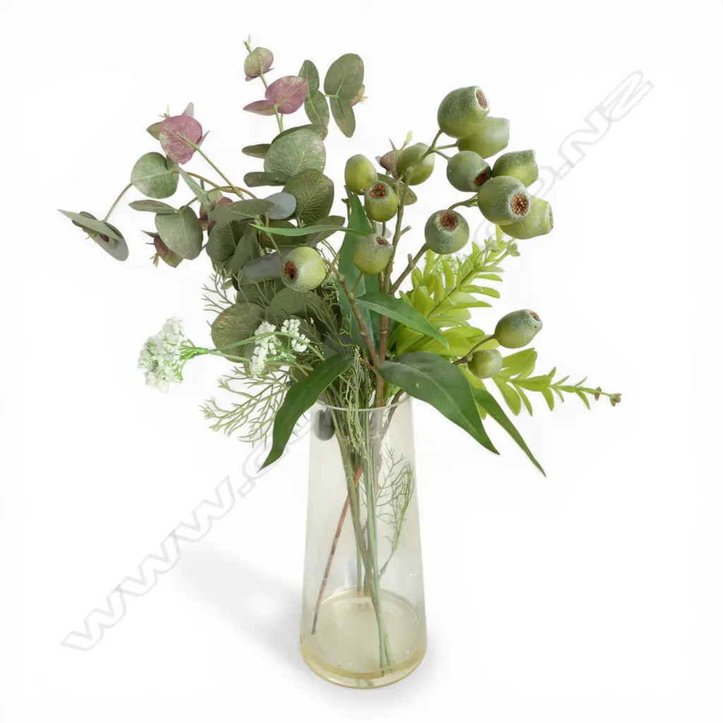 GLASS VASE WITH DECORATIVE FAKE FLOWERS 570mm (H) Image 1++