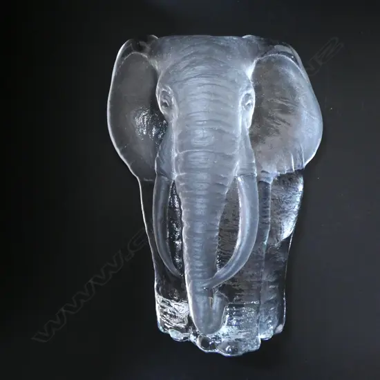 SIGNED SWEDISH STUDIO GLASS ELEPHANT  MATS KNASSON H210MM
