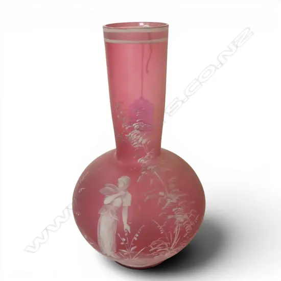 VICTORIAN MARY GREGORY CRANBERRY GLASS VASE, H.270mm
