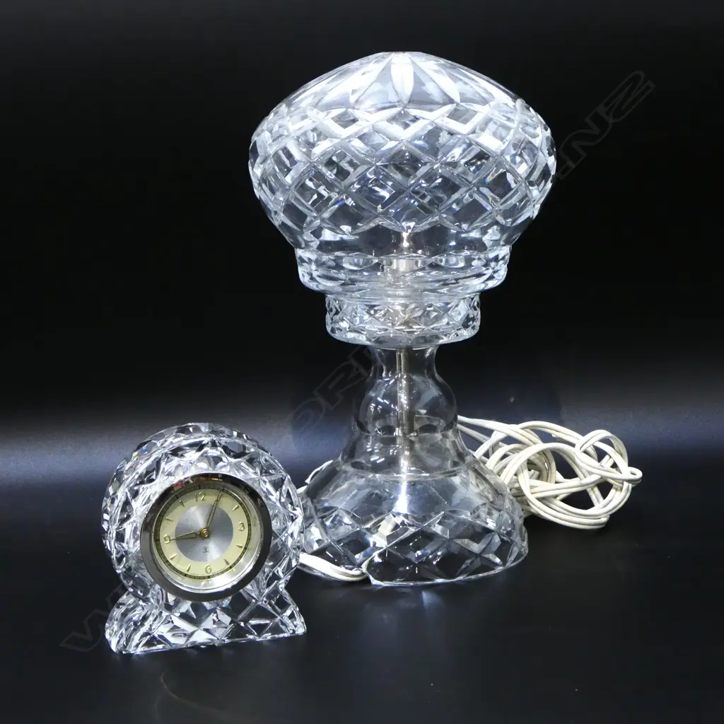 CUT CRYSTAL LAMP & MANTLE CLOCK, H.270 & 100mm Image 1++