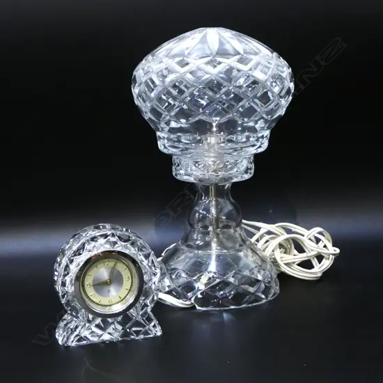 CUT CRYSTAL LAMP & MANTLE CLOCK, H.270 & 100mm