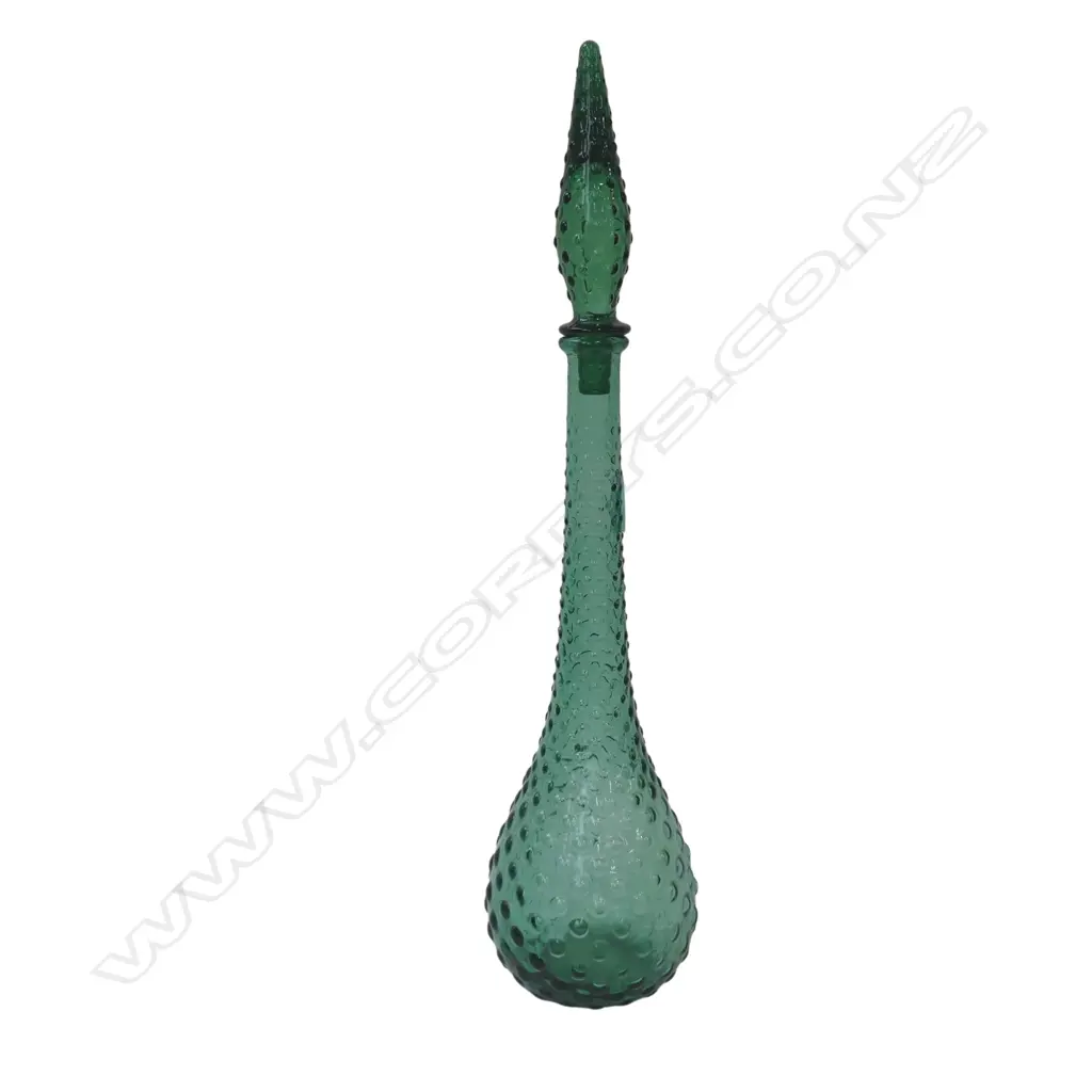 VINTAGE GREEN GLASS GENNIE BOTTLE with stopper. H.550mm Image 1++