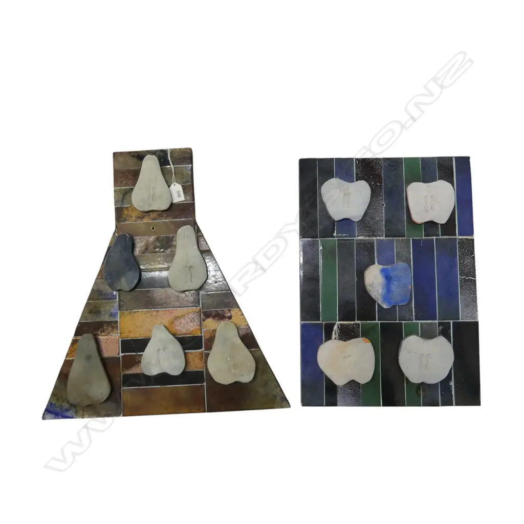 2 JOHN PAPAS CERAMIC ARTWORKS; PEARS 500x455mm & APPLES 460x325mm Image 1++