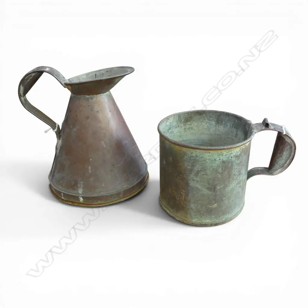 VINTAGE COPPER JUG H230MM& LARGE COPPER MUG H140MM Image 1++